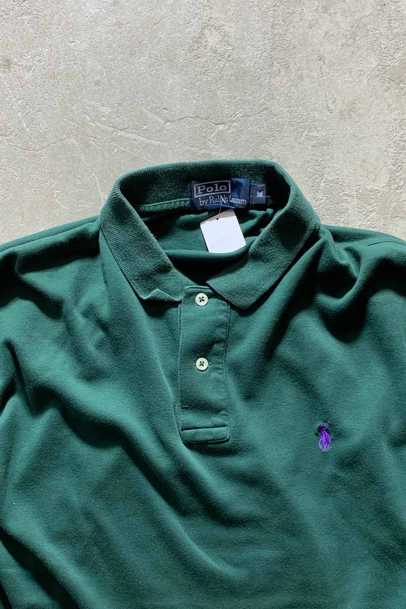 90'S ONE POINT S/S POLO SHIRT/ GREEN [SIZE:M USED]