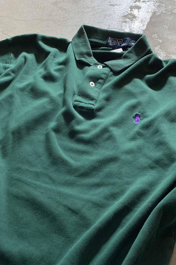 90'S ONE POINT S/S POLO SHIRT/ GREEN [SIZE:M USED]