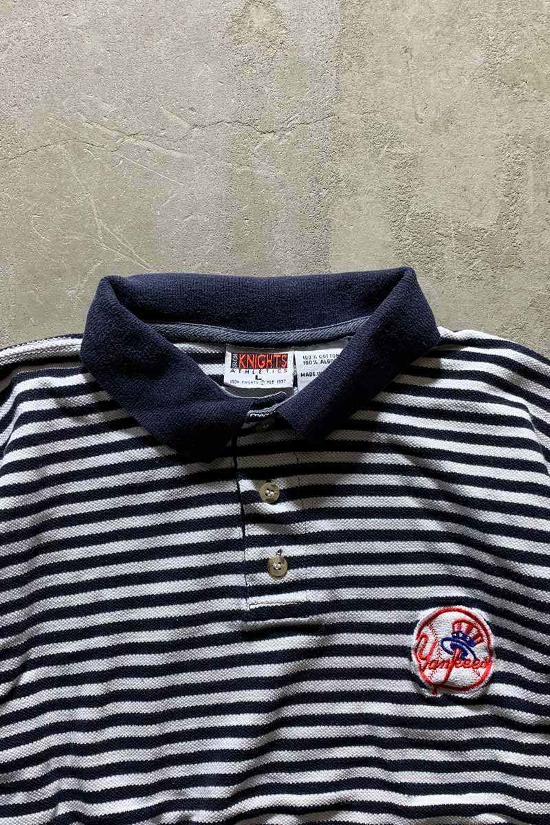 90'S NY YANKEES S/S POLO SHIRT/ NAVY [SIZE:L USED]