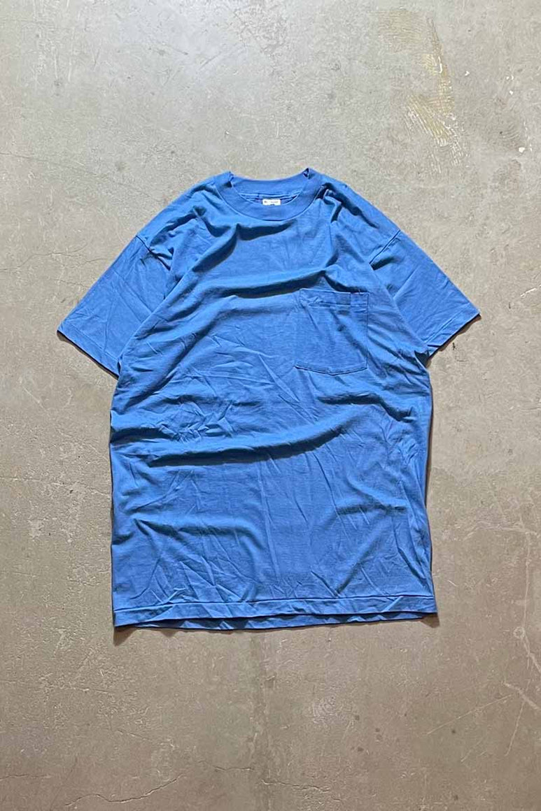 MADE IN USA 80'S S/S POCKET T-SHIRT / BLUE [SIZE: XL USED]