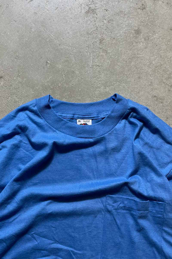 MADE IN USA 80'S S/S POCKET T-SHIRT / BLUE [SIZE: XL USED]