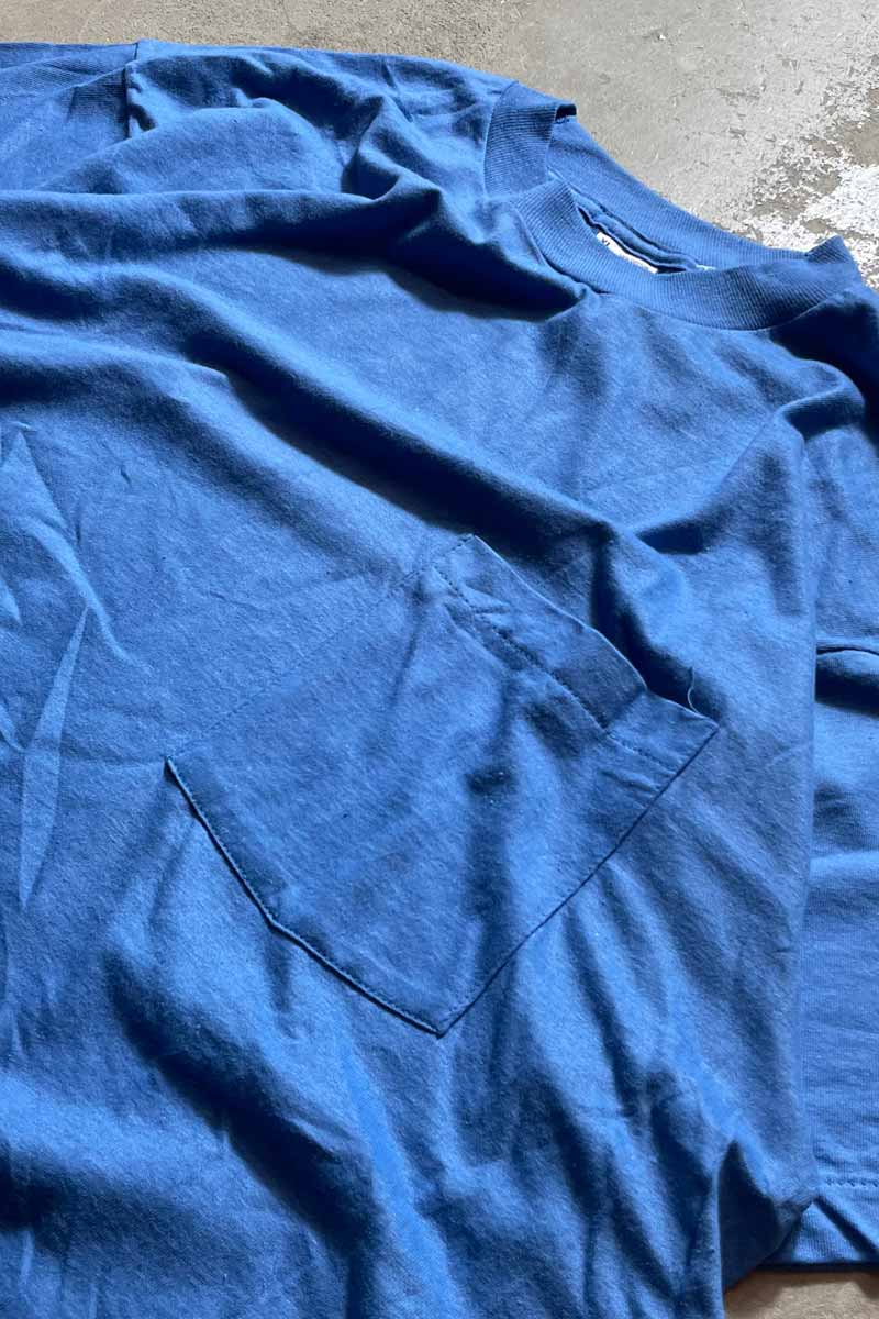 MADE IN USA 80'S S/S POCKET T-SHIRT / BLUE [SIZE: XL USED]