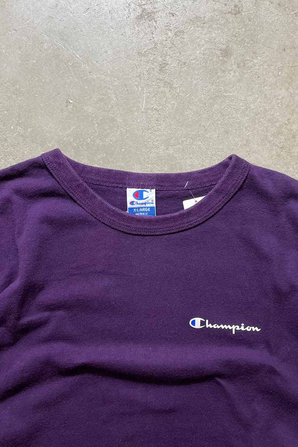 MADE IN USA 90'S S/S ONE POINT LOGO T-SHIRT / PURPLE [SIZE: XL USED]