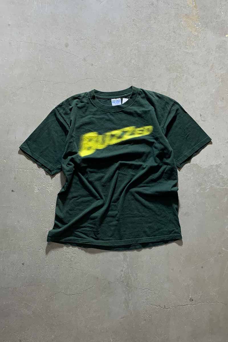 MADE IN USA 90-00'S BUZZED PRINT T-SHIRT/ GREEN [SIZE: XL USED]