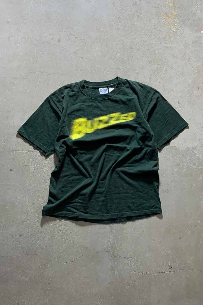 MADE IN USA 90-00'S BUZZED PRINT T-SHIRT/ GREEN [SIZE: XL USED]