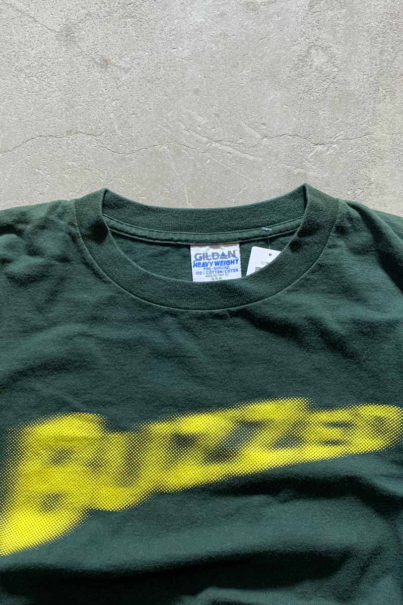 MADE IN USA 90-00'S BUZZED PRINT T-SHIRT/ GREEN [SIZE: XL USED]