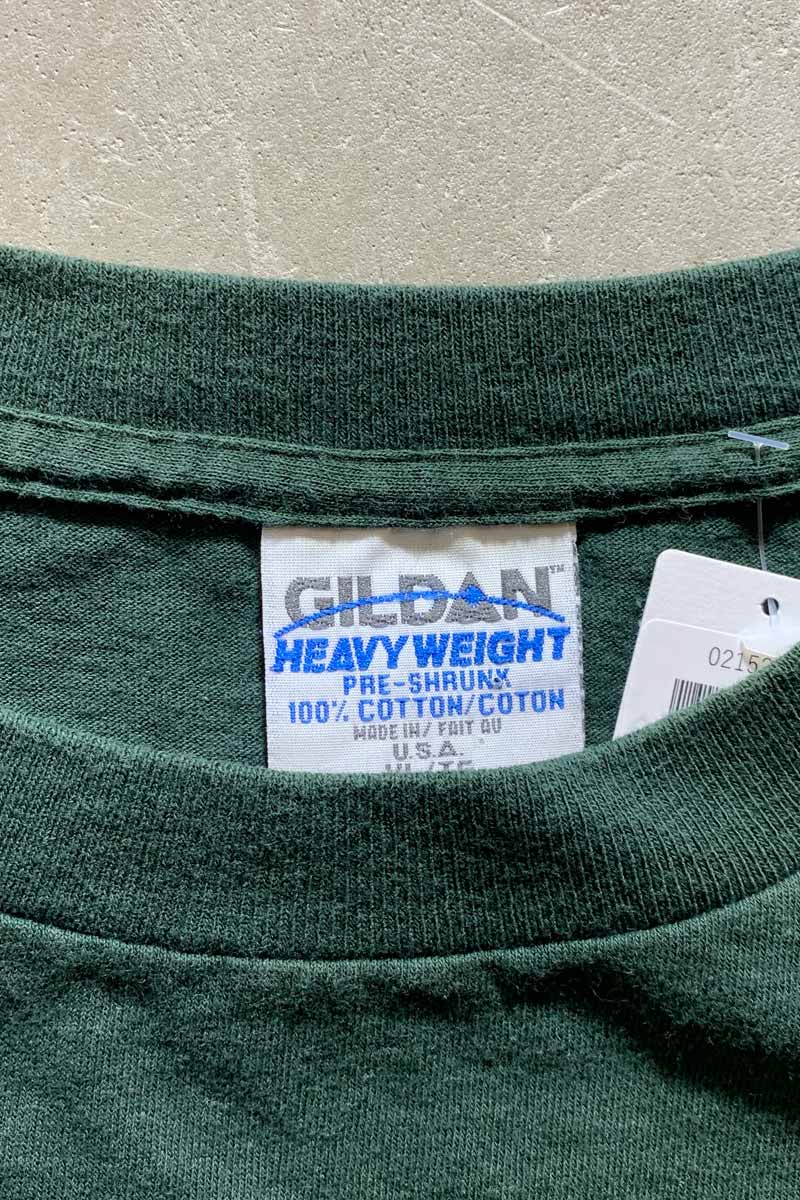 MADE IN USA 90-00'S BUZZED PRINT T-SHIRT/ GREEN [SIZE: XL USED]