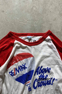 MADE IN USA 80'S RE/MAX DVERTISING RINGER RAGRAN T-SHIRT/ RED [SIZE: XL USED]