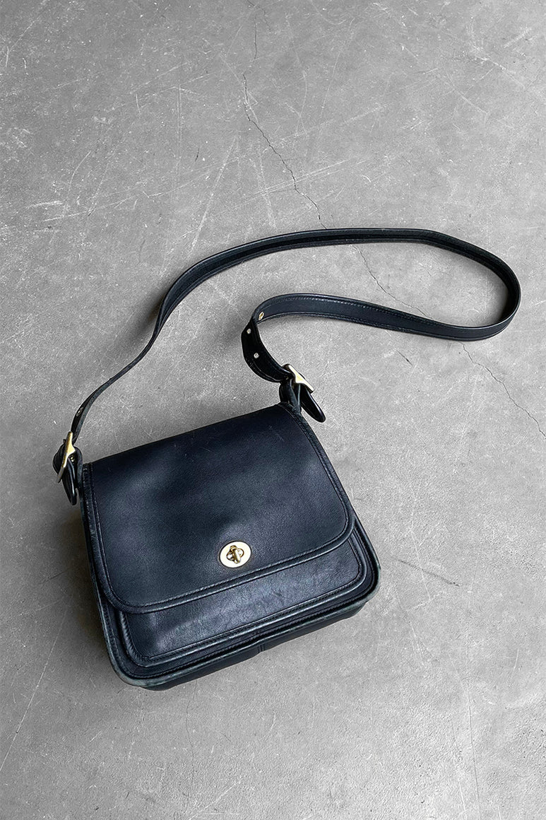 90'S MEDIUM LEATHER SHOULDER BAG / BLACK [SIZE: ONE SIZE USED]