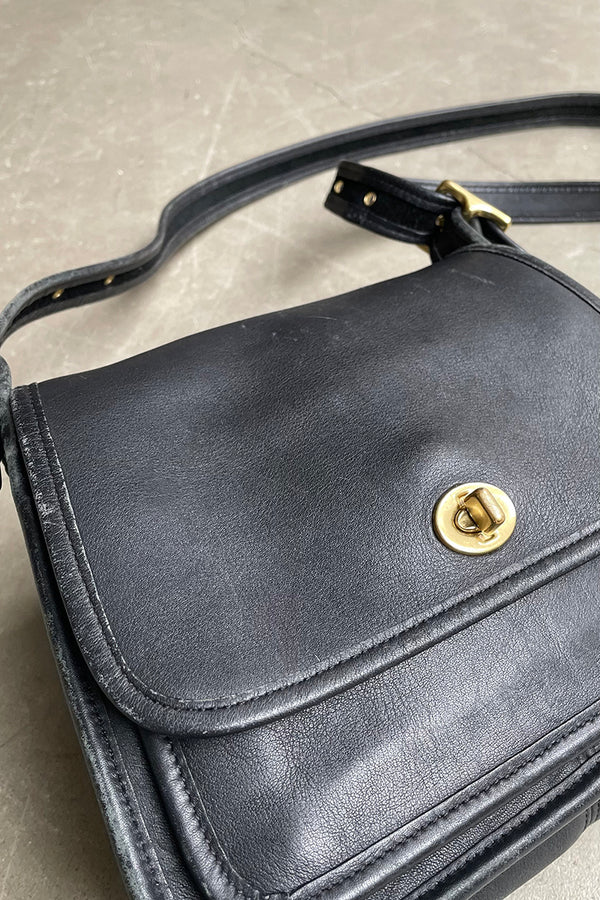 90'S MEDIUM LEATHER SHOULDER BAG / BLACK [SIZE: ONE SIZE USED]