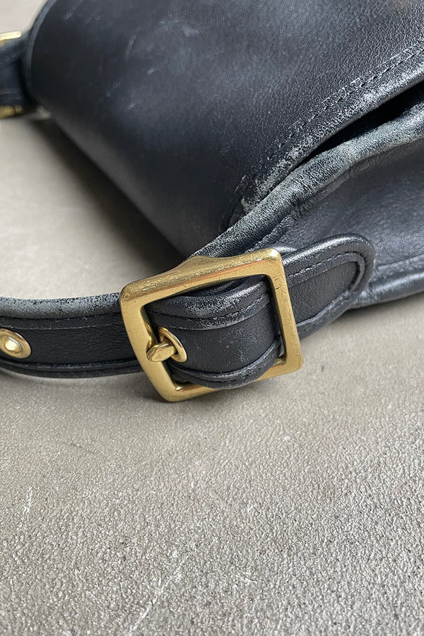 90'S MEDIUM LEATHER SHOULDER BAG / BLACK [SIZE: ONE SIZE USED]