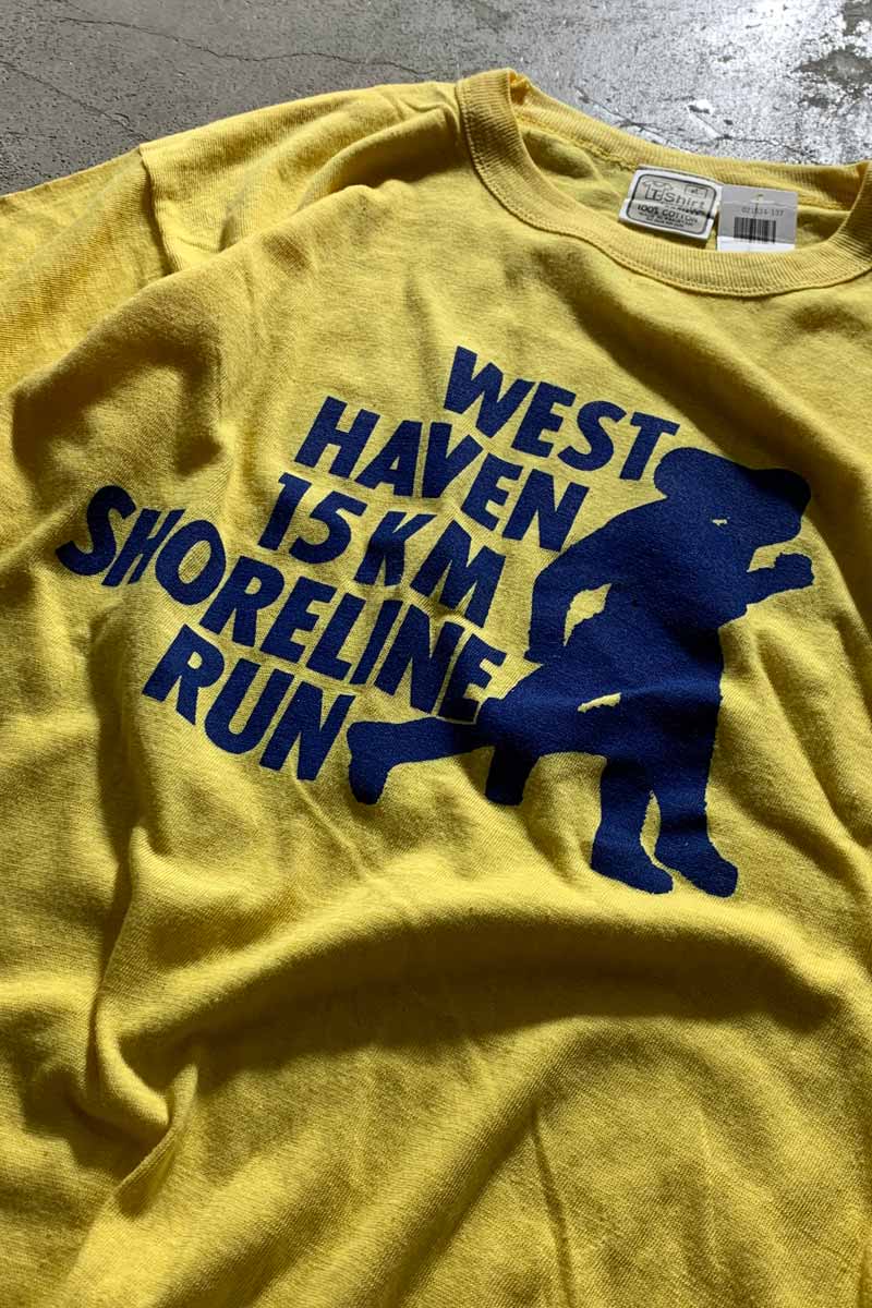 MADE IN PAKISTAN 90'S WEST HEAVEN SHORELINE RUN T-SHIRT/ YELLOW [SIZE: XL USED]