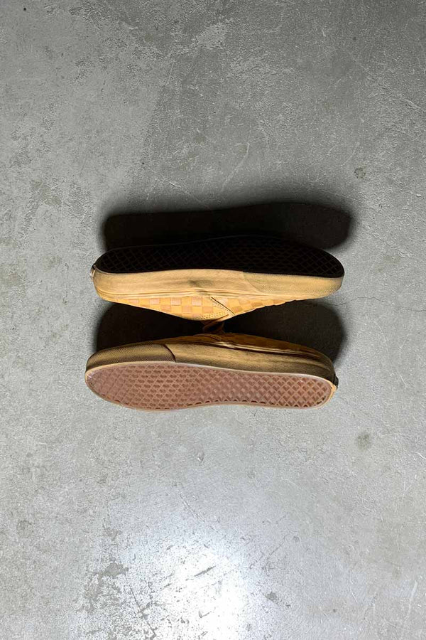 LEATHER CHECKER FLAG SLIP-ON / BEIGE [SIZE: US9 (27cm相当) USED]