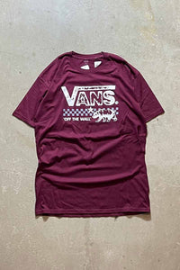 S/S LOGO PRINT T-SHIRT / WINE RED [SIZE: L DEADSTOCK/NOS]