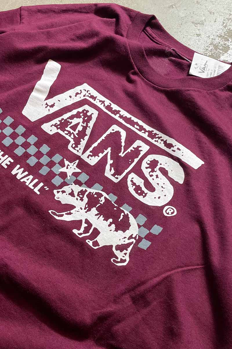 S/S LOGO PRINT T-SHIRT / WINE RED [SIZE: L DEADSTOCK/NOS]