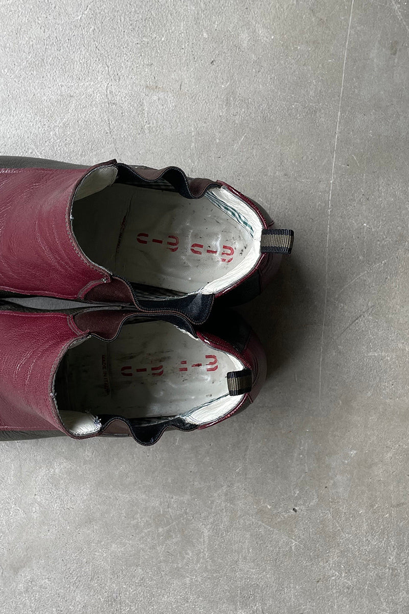 MADE IN ITALY LEATHER SIDE-GORE BOOTS / BURGUNDY [SIZE UK7.5 (equivalent to 26.0cm) USED]