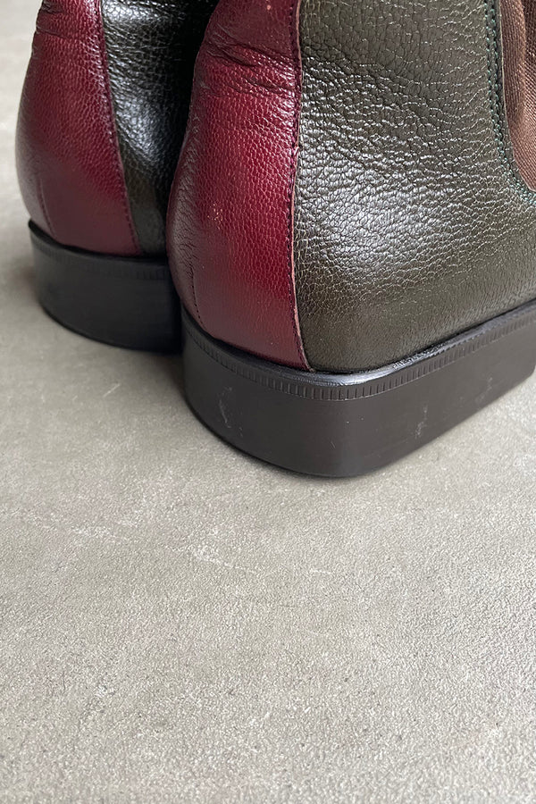 MADE IN ITALY LEATHER SIDE-GORE BOOTS / BURGUNDY [SIZE UK7.5 (equivalent to 26.0cm) USED]