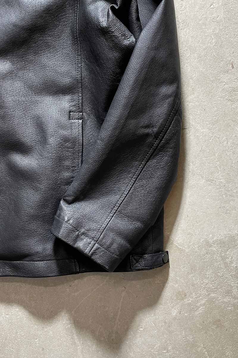 Y2K EARLY 00'S ZIP UP LEATHER JACKET / BLACK [SIZE: L USED]