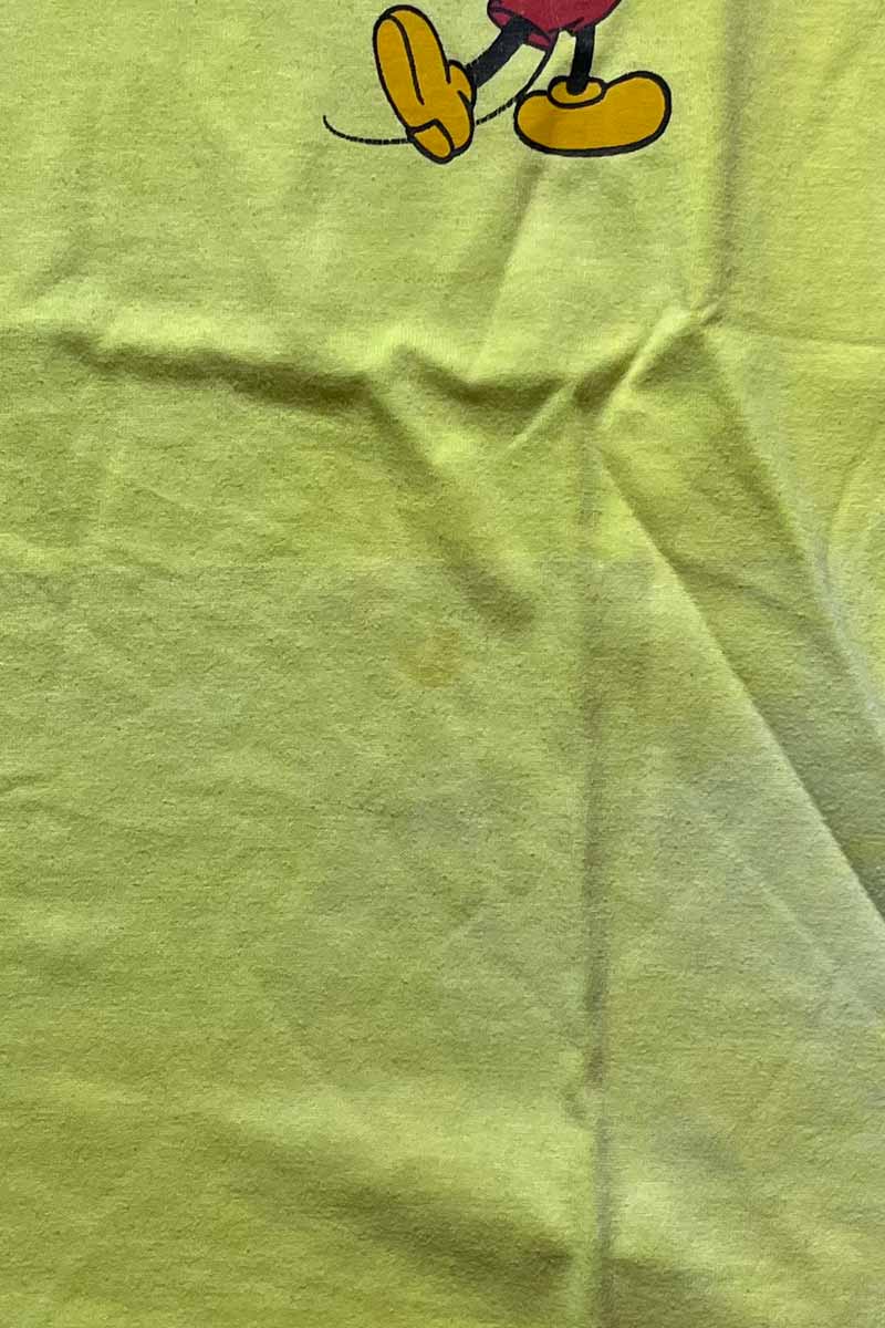 MADE IN USA 90'S S/S MICKEY MOUSE HIP T-SHIRT / LIME GREEN [SIZE: XL USED]