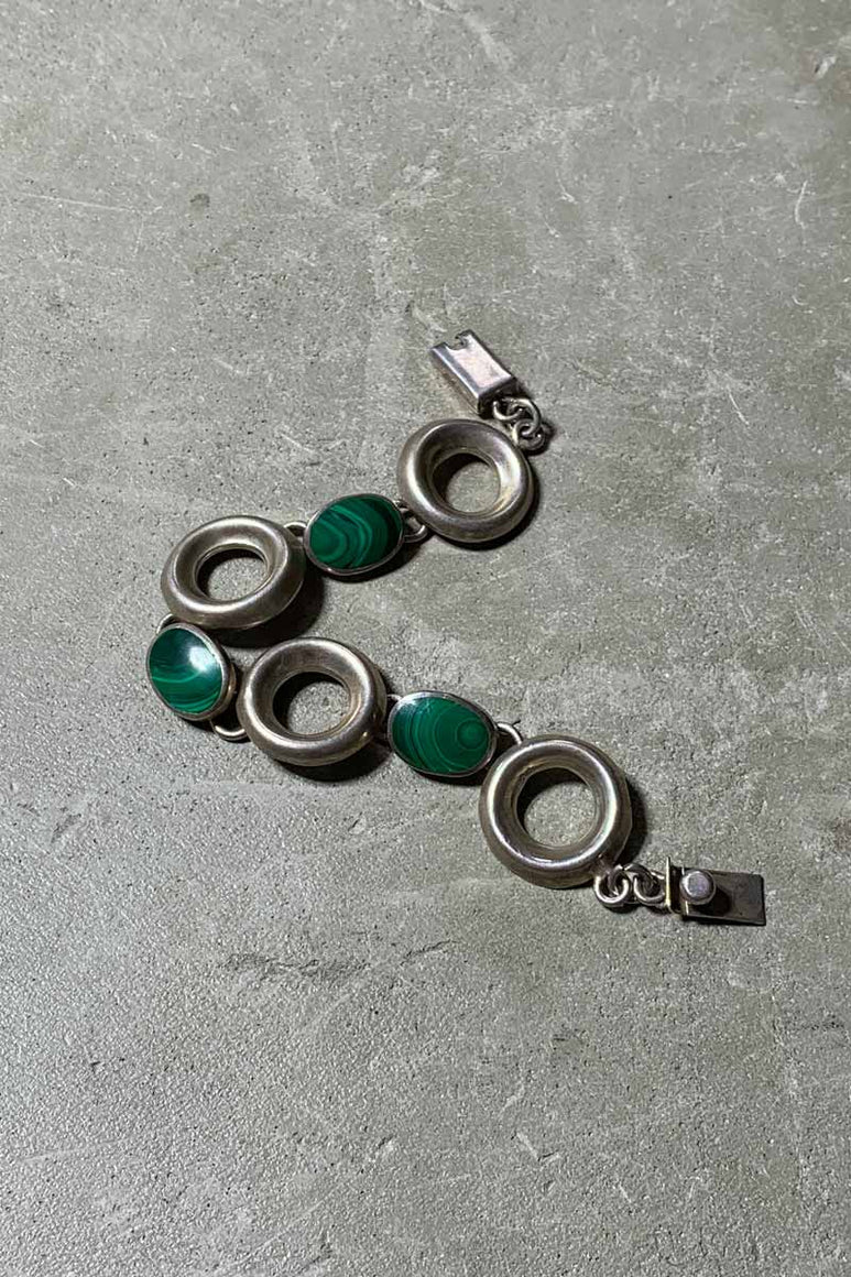 MADE IN MEXICO 925 SILVER BRACELET W/MALACHITE [SIZE: ONE SIZE USED]