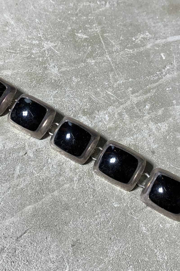 MADE IN MEXICO 925 SILVER BRACELET W/ONYX [SIZE: ONE SIZE USED]