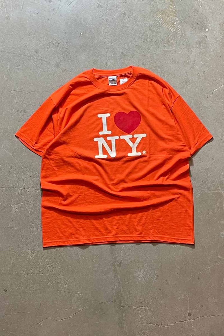 S/S I LOVE NY PRINT T-SHIRT / ORANGE [SIZE: XL USED]