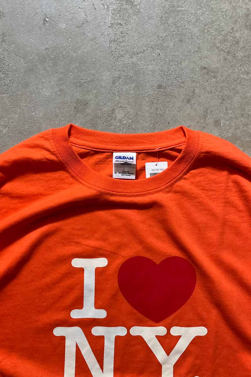 S/S I LOVE NY PRINT T-SHIRT / ORANGE [SIZE: XL USED]