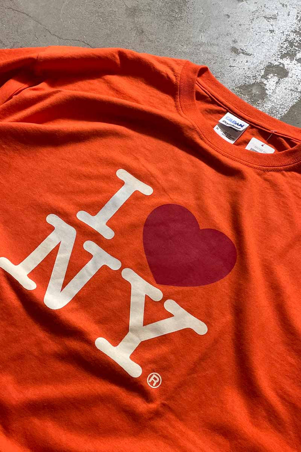 S/S I LOVE NY PRINT T-SHIRT / ORANGE [SIZE: XL USED]