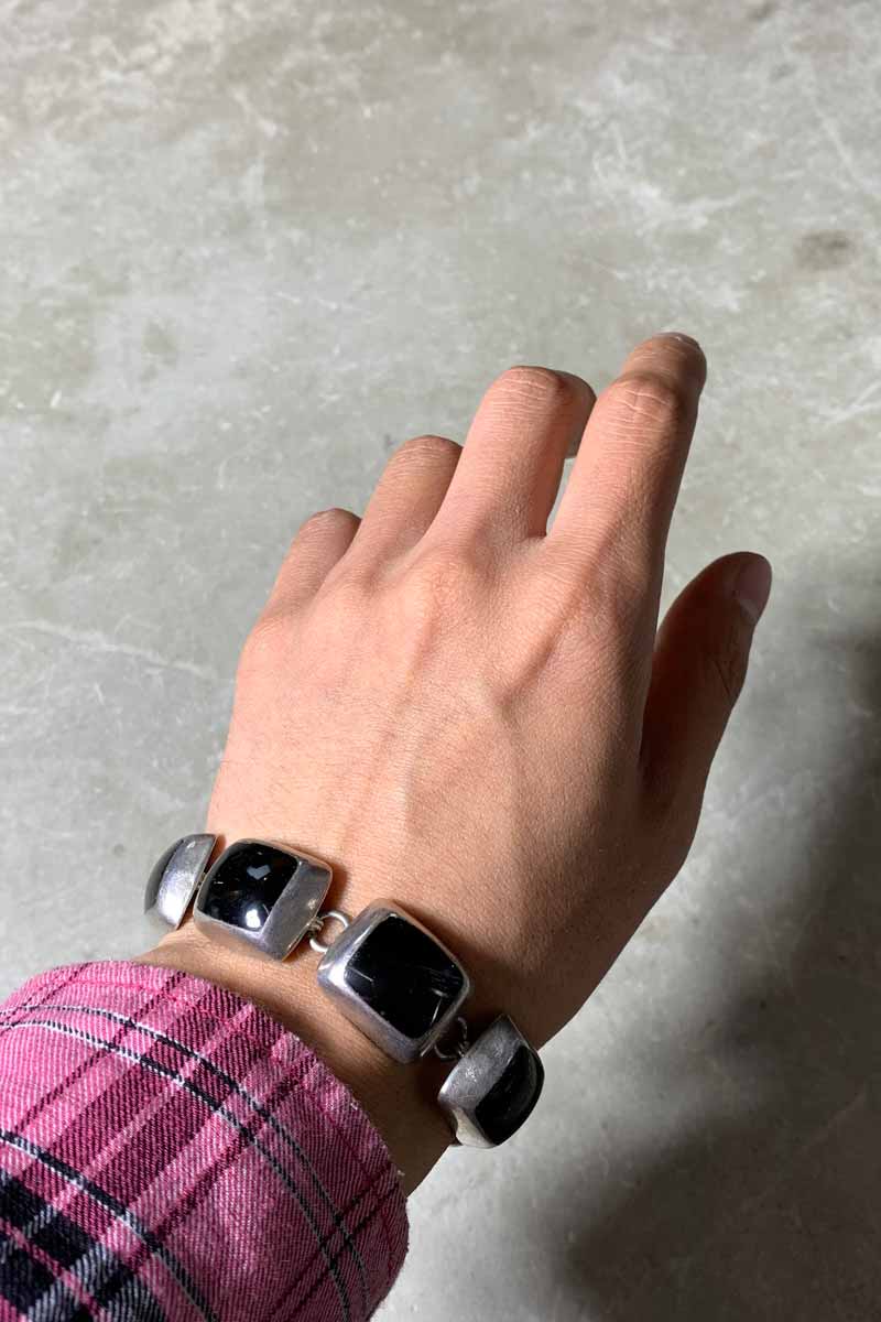 MADE IN MEXICO 925 SILVER BRACELET W/ONYX [사이즈: ONE SIZE USED]