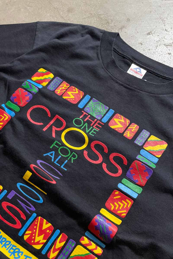 MADE IN USA S/S THE ONE CROSS FOR ALL T-SHIRT / BLACK/MULTI [SIZE: L USED]