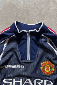 98-99'S L/S MANCHESTER U AWAY GOALKEEPER UNIFORM GAME SHIRT / NAVY [SIZE: L USED]