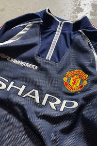 98-99'S L/S MANCHESTER U AWAY GOALKEEPER UNIFORM GAME SHIRT / NAVY [SIZE: L USED]