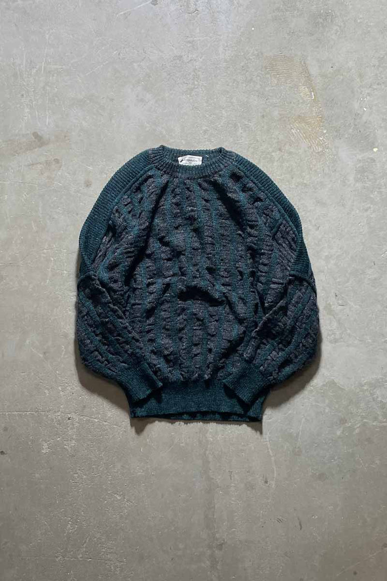 MADE IN ITALY 90'S DESIGN WOOL KNIT SWEATER / GREEN [SIZE: M USED]