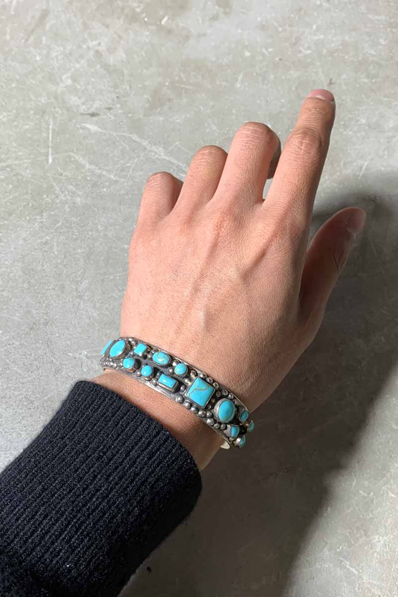 925 SILVER BANGLE W/TURQUOISE [SIZE: ONE SIZE USED]
