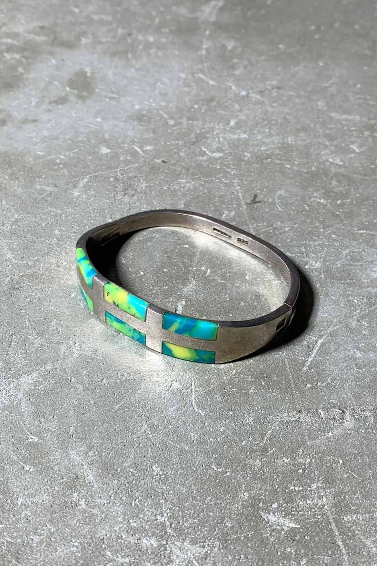 MADE IN MEXICO 925 SILVER BANGLE W/STONE [SIZE: ONE SIZE USED]