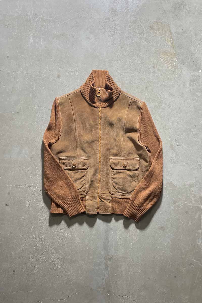 UNICORN | 70-80'S SUEDE LEATHER ACRYLIC KNIT ZIP JACKET