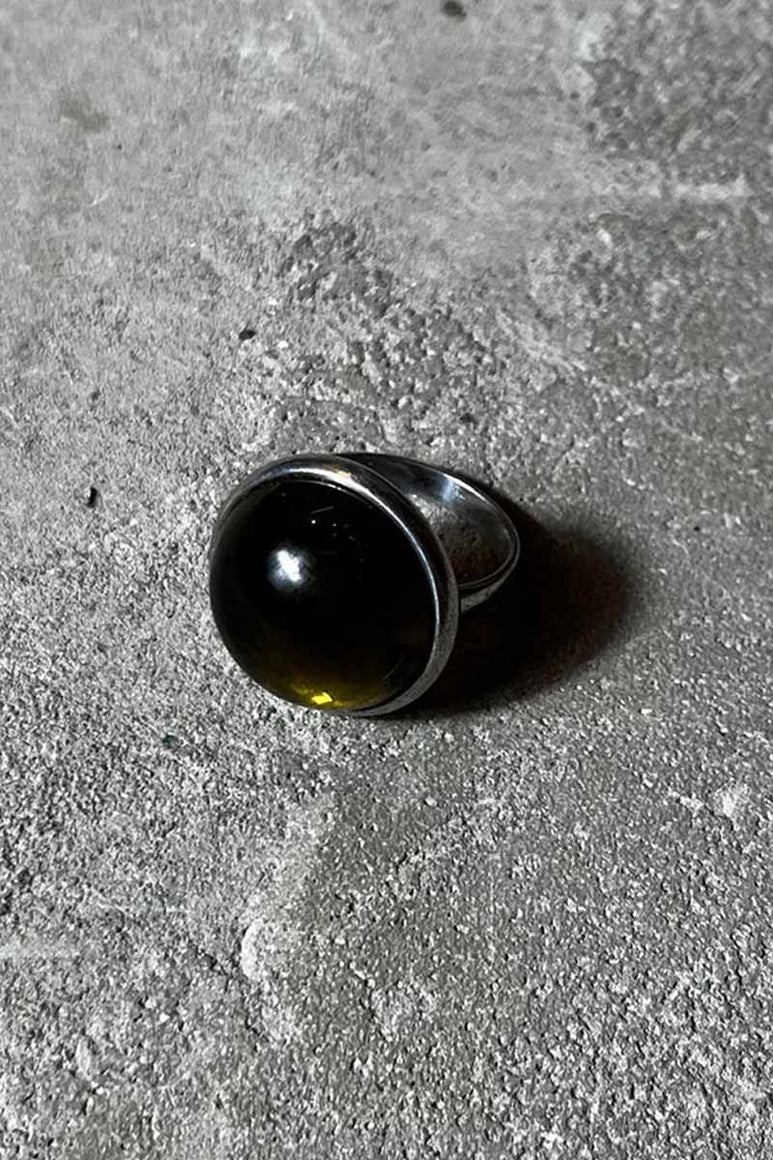 925 SILVER RING W/GLASS STONE [SIZE: 22号相当 USED]