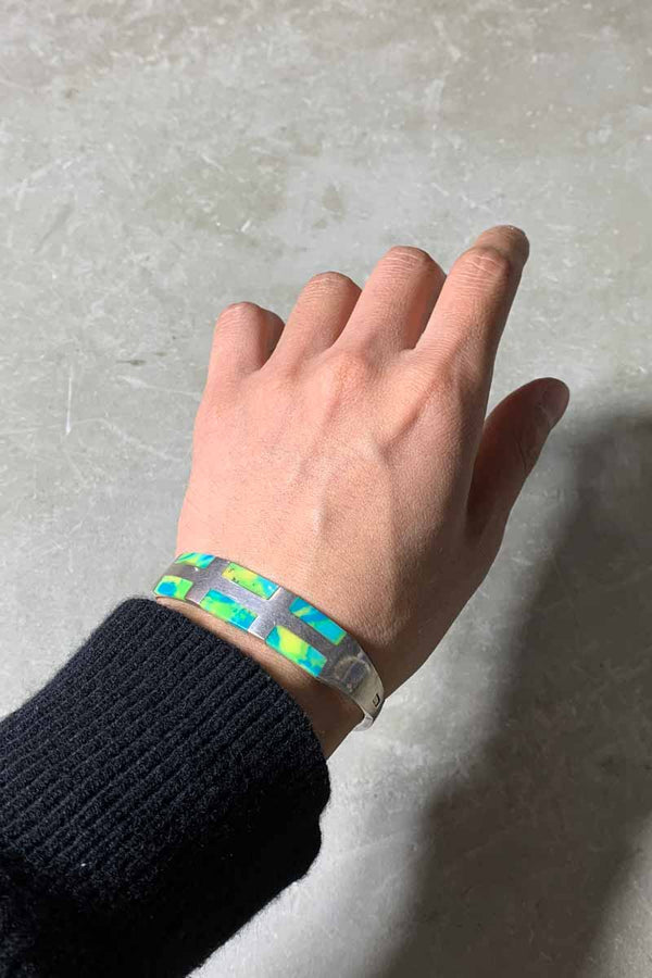 MADE IN MEXICO 925 SILVER BANGLE W/STONE [SIZE: ONE SIZE USED]