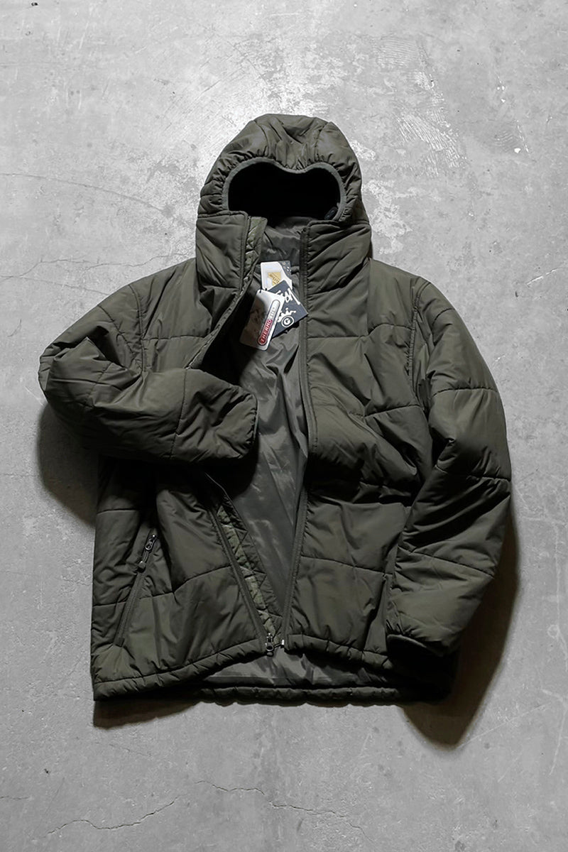 Y2K EARLY 00'S NYLON HOODIE PUFF JACKET / KHAKI [SIZE: L DEADSTOCK/NOS]