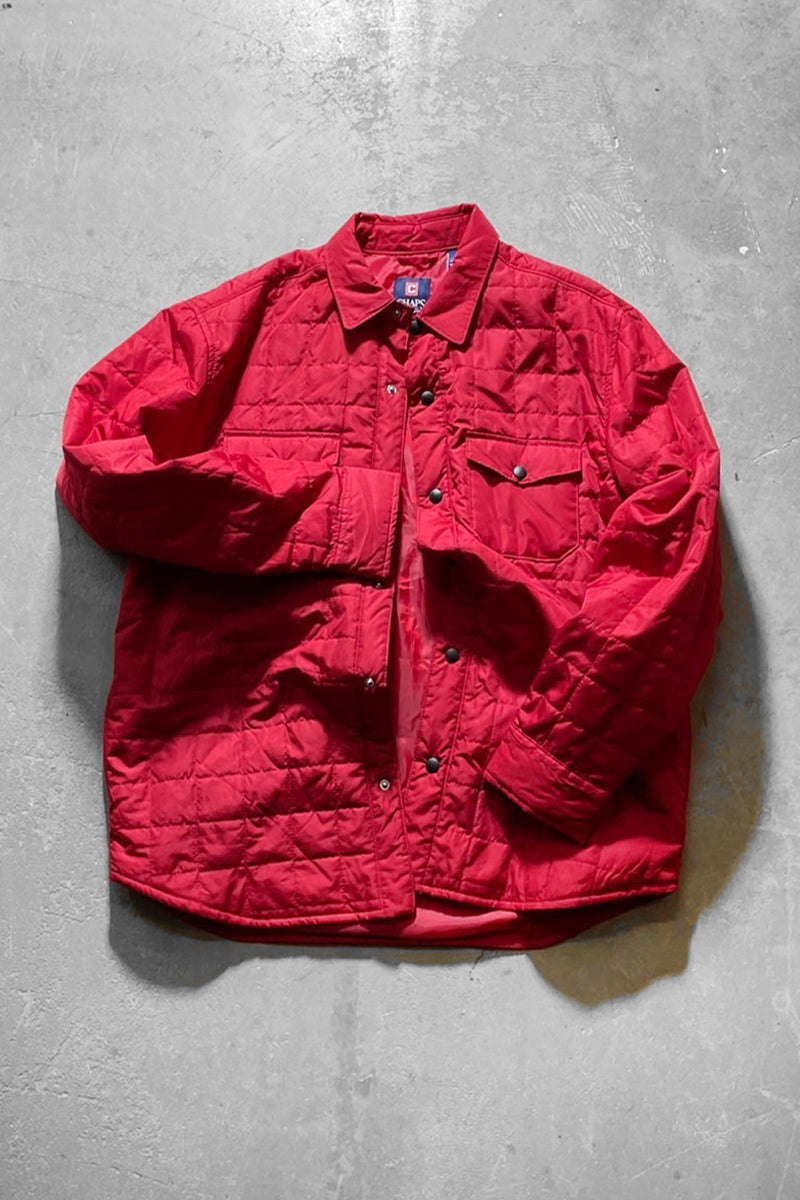 N19-8 90'S QUILTING SHIRT JACKET / RED [SIZE: L USED]