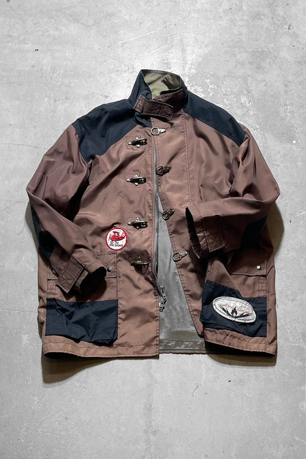 90'S FIREMAN NYLON JACKET / BROWN [SIZE: XL USED]