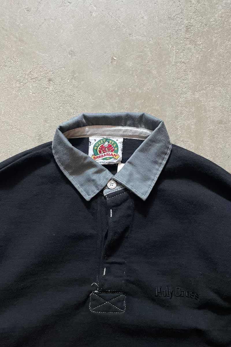 MADE IN CANADA GARMENT DYED L/S BORDER RUGBY SHIRT / BLACK [SIZE: S USED]