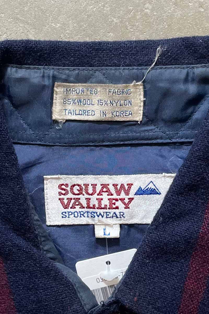 90'S L/S WOOL NYLON STRIPE BOX SHIRT / NAVY [SIZE: L USED]