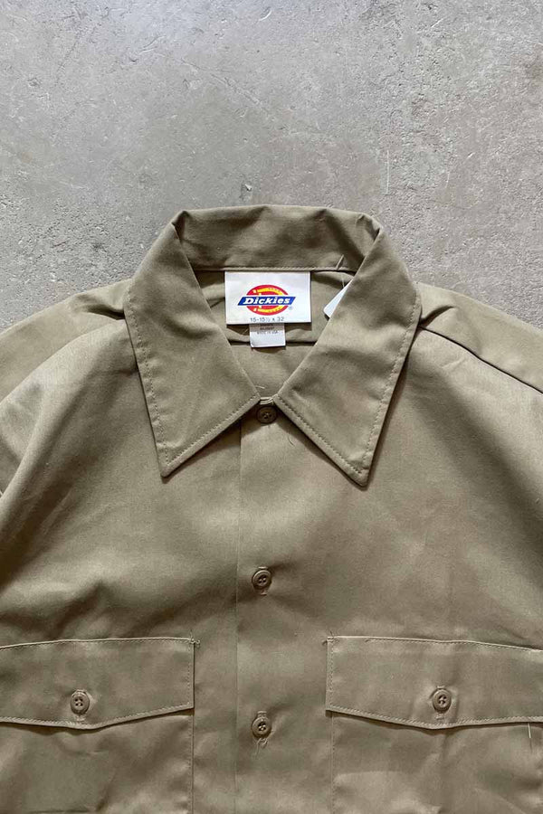 MADE IN USA 80'S L/S WORK SHIRT / BEIGE [SIZE: XL USED]