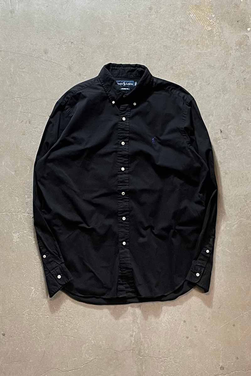 90'S GARMENT DYED L/S BD SHIRT / BLACK [SIZE: L USED]