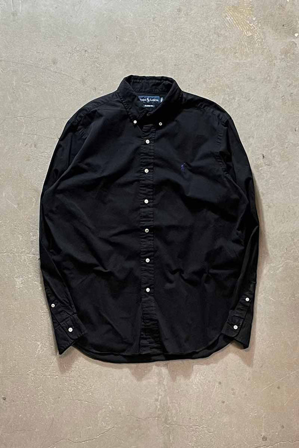 90'S GARMENT DYED L/S BD SHIRT / BLACK [SIZE: L USED]