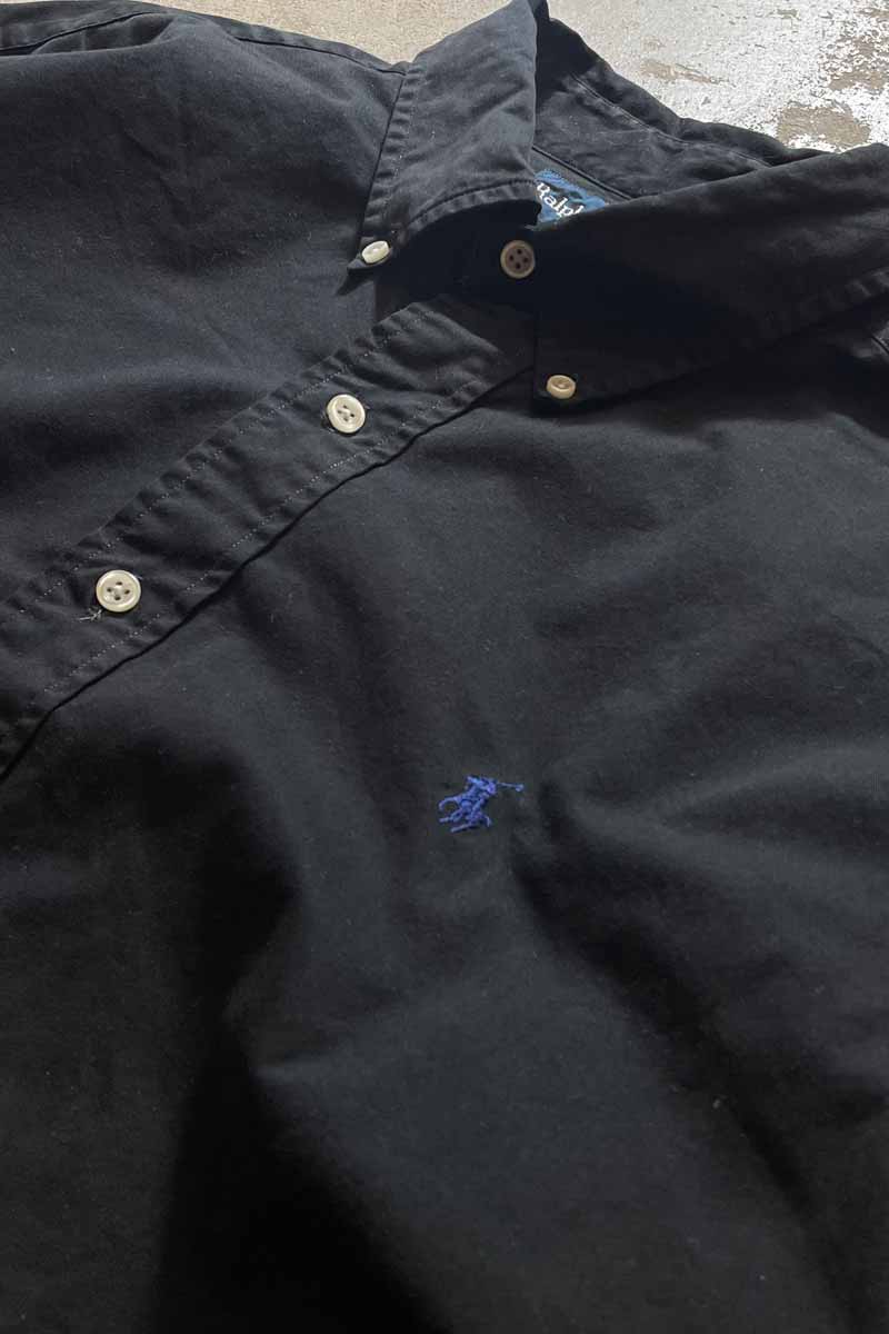 90'S GARMENT DYED L/S BD SHIRT / BLACK [SIZE: L USED]