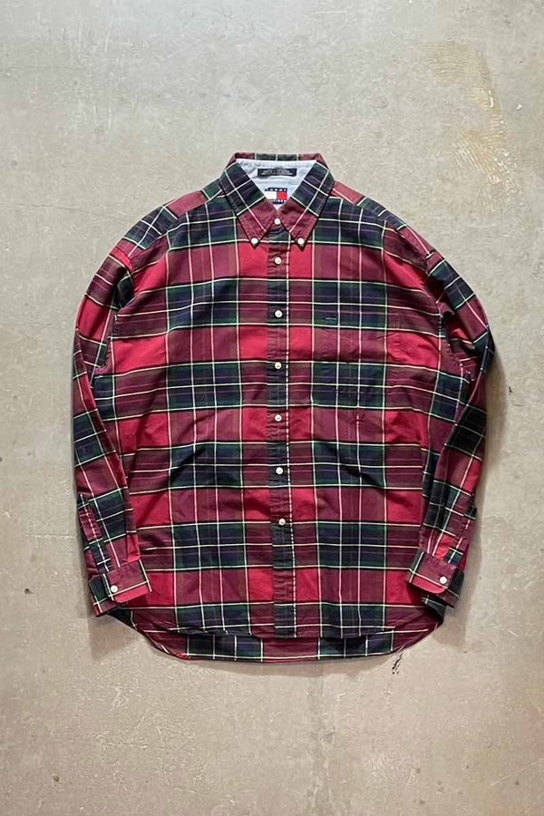 90'S L/S BD CHECK SHIRT / RED [SIZE: 2XL USED]