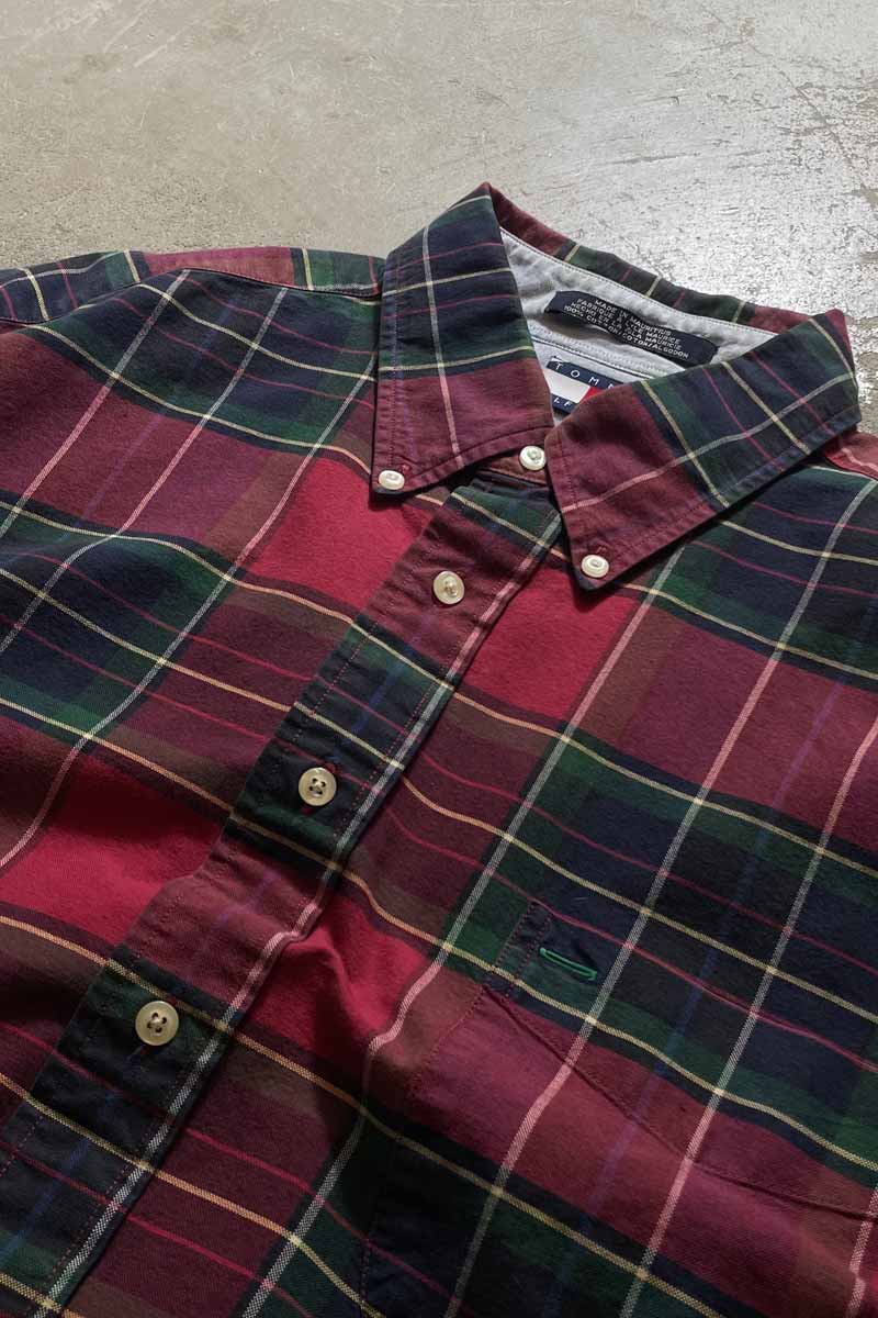 90'S L/S BD CHECK SHIRT / RED [SIZE: 2XL USED]