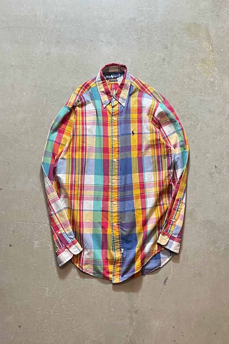 90's L/S BD CHECK SHIRT / MULTI [SIZE: M USED]